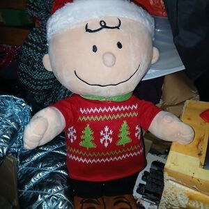 Festive Plush Toy with Red Sweater